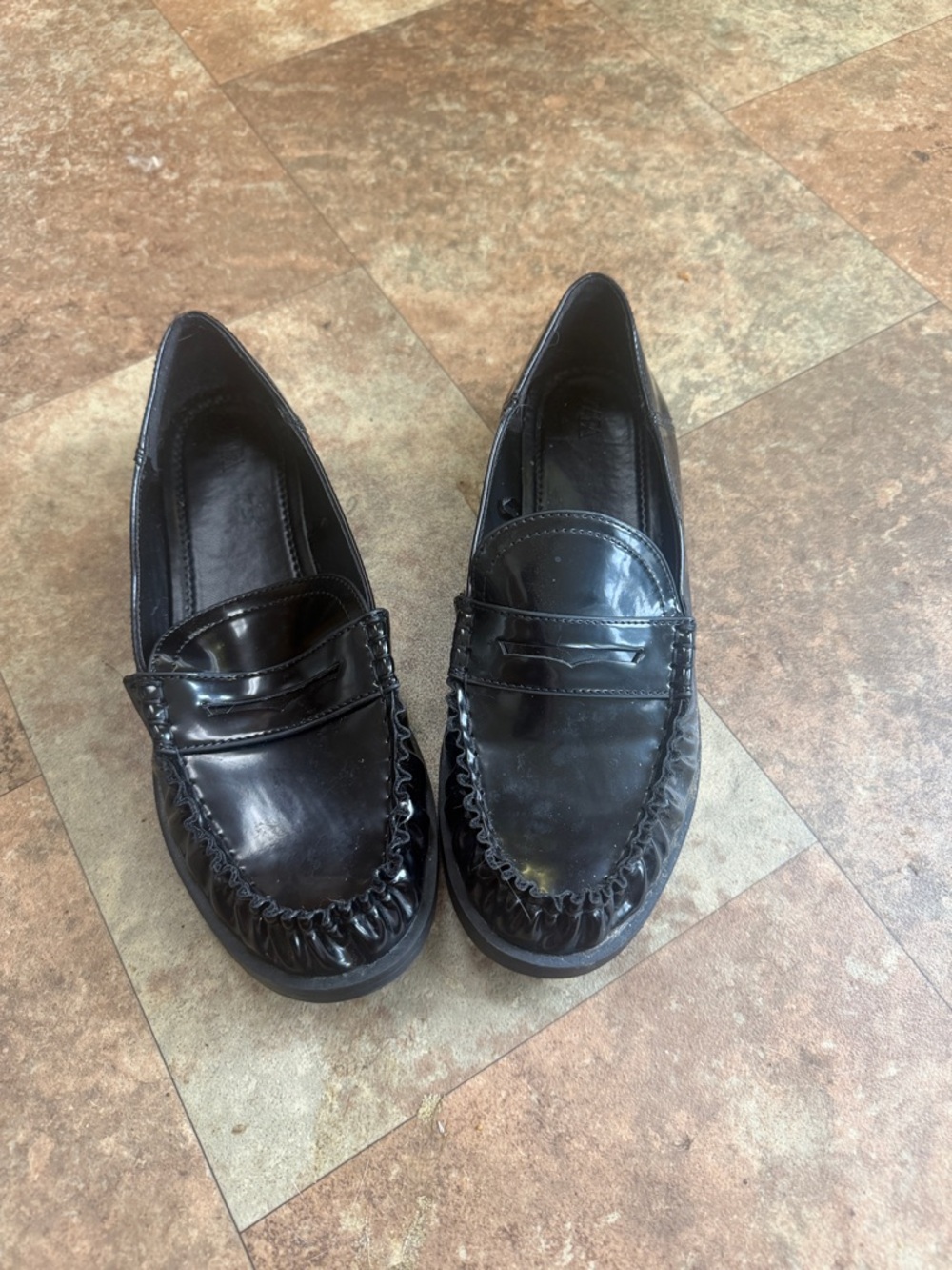 Zara Black Patent Leather Loafers